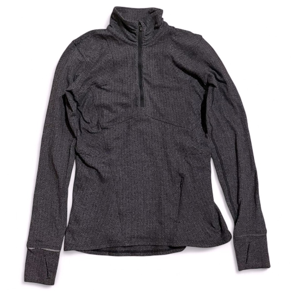 Vintage Lululemon Runderful 1/2 Zip Long Sleeve Shirt Black Herringbone